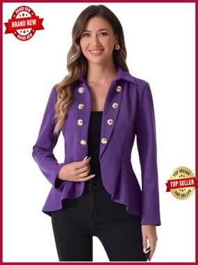 Allegra K Women's Peplum Open Front Blazer Steampunk Goth Jacket